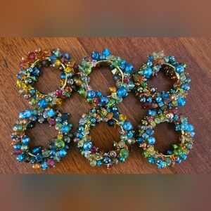 Colorful Beaded Napkin Rings Set Of 6